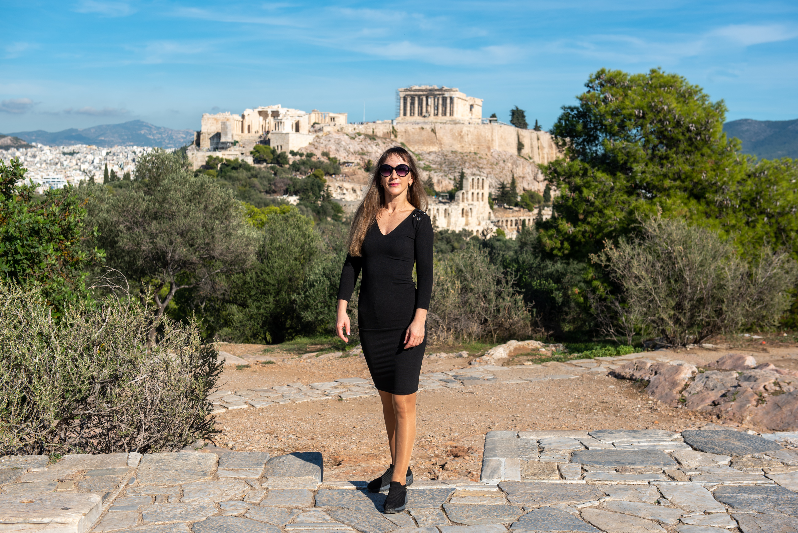 Athens photo shoot with view of Acropolis and Parthenon