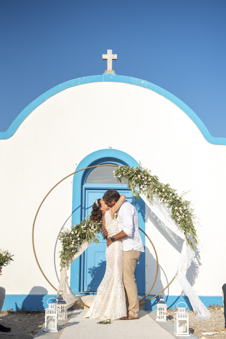 Bride and groom on the Kastri island in Kos