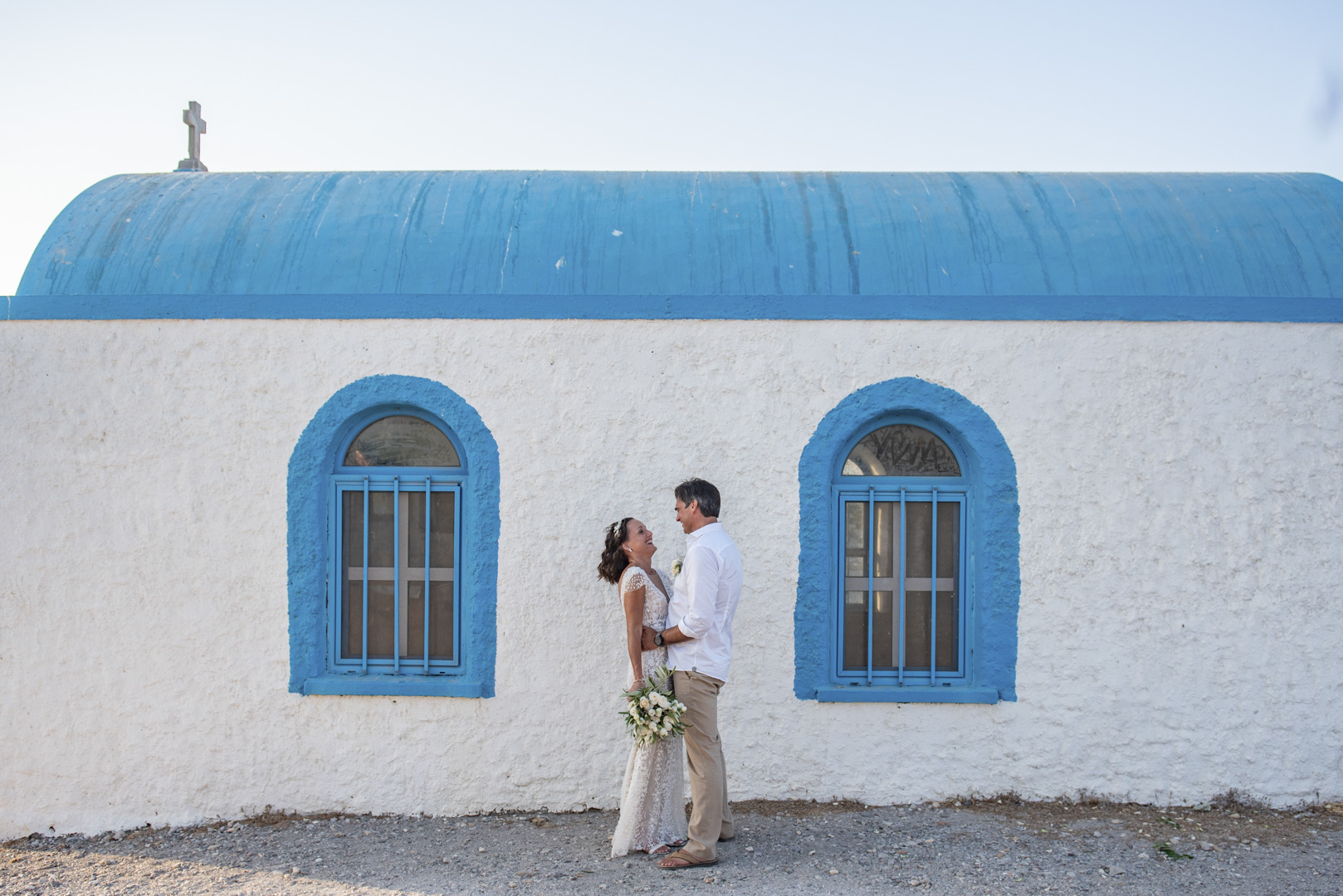 Bride and groom on the Kastri island in Kos