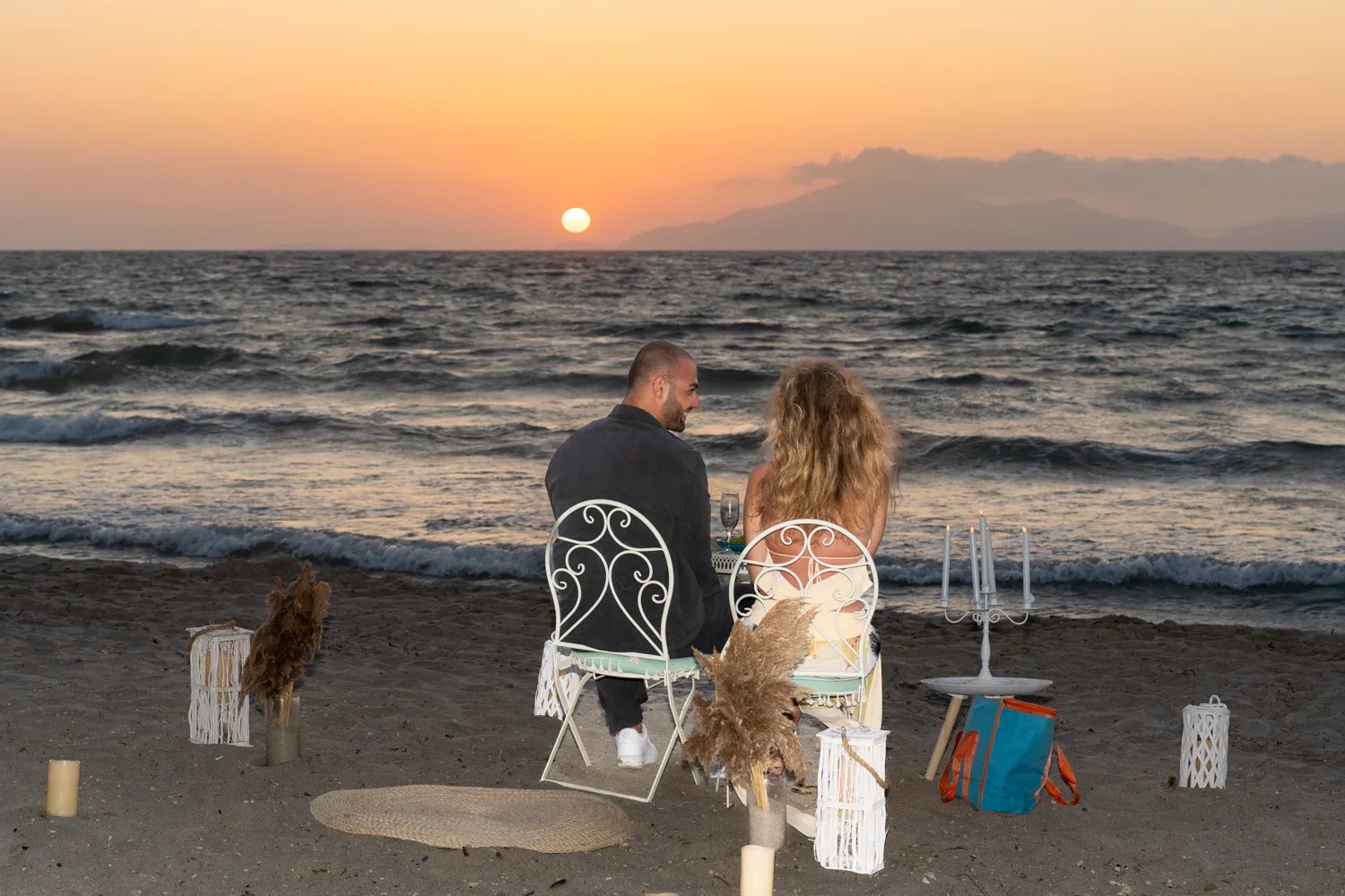 Picnic experience in Kos on the beach at sunset time