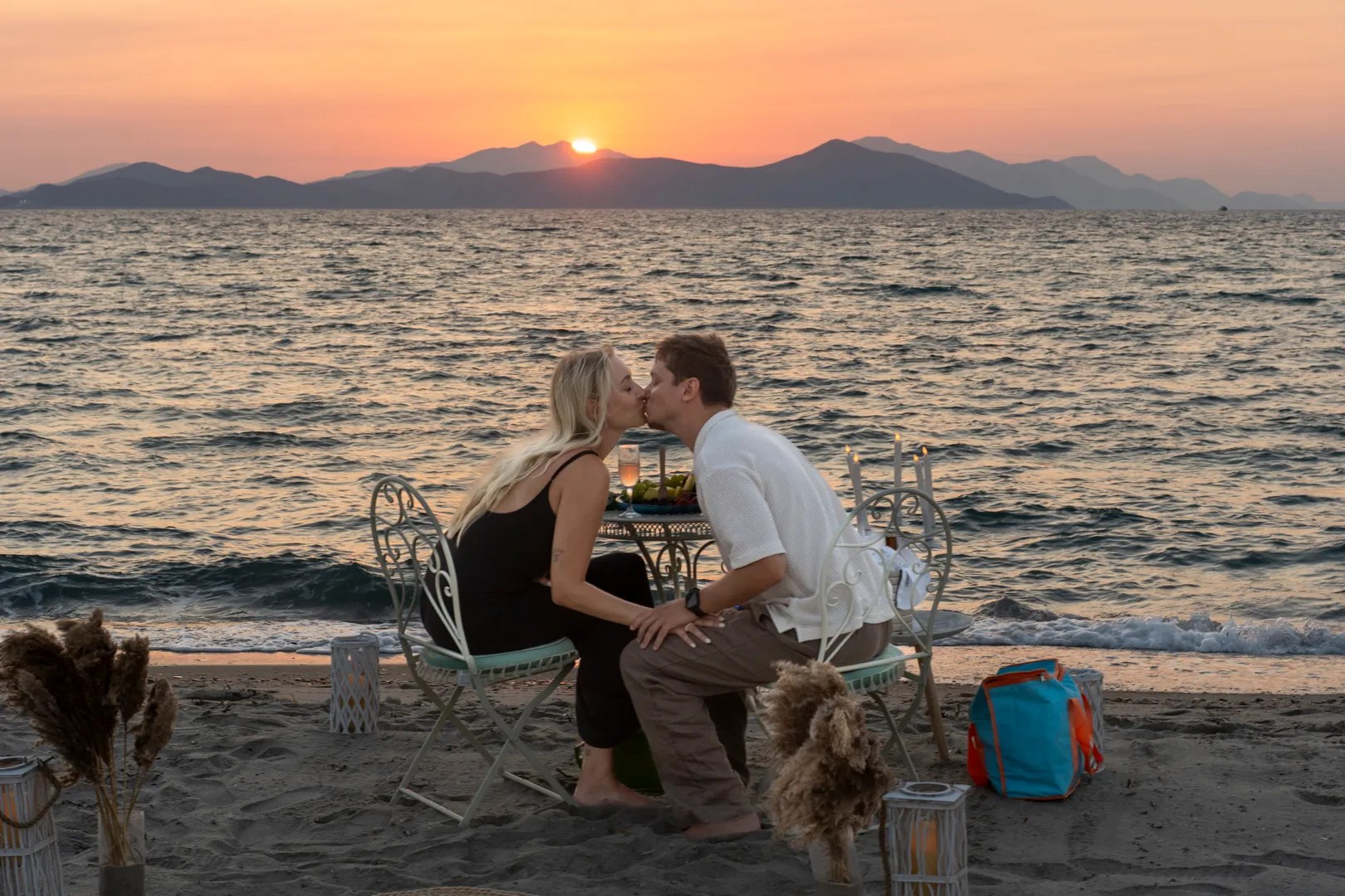 Picnic experience in Kos on the beach at sunset time