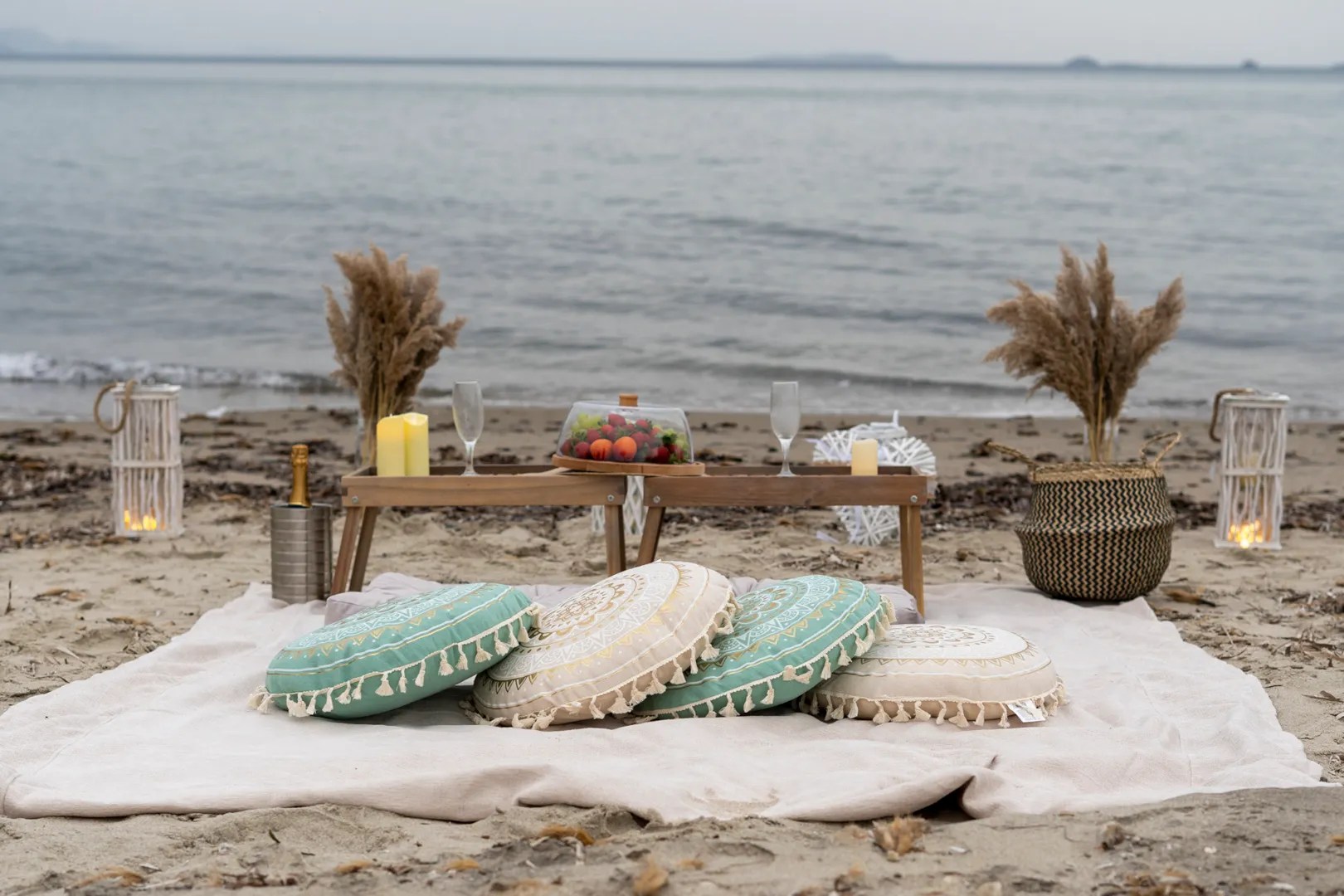 Picnic experience in Kos on the beach at sunset time