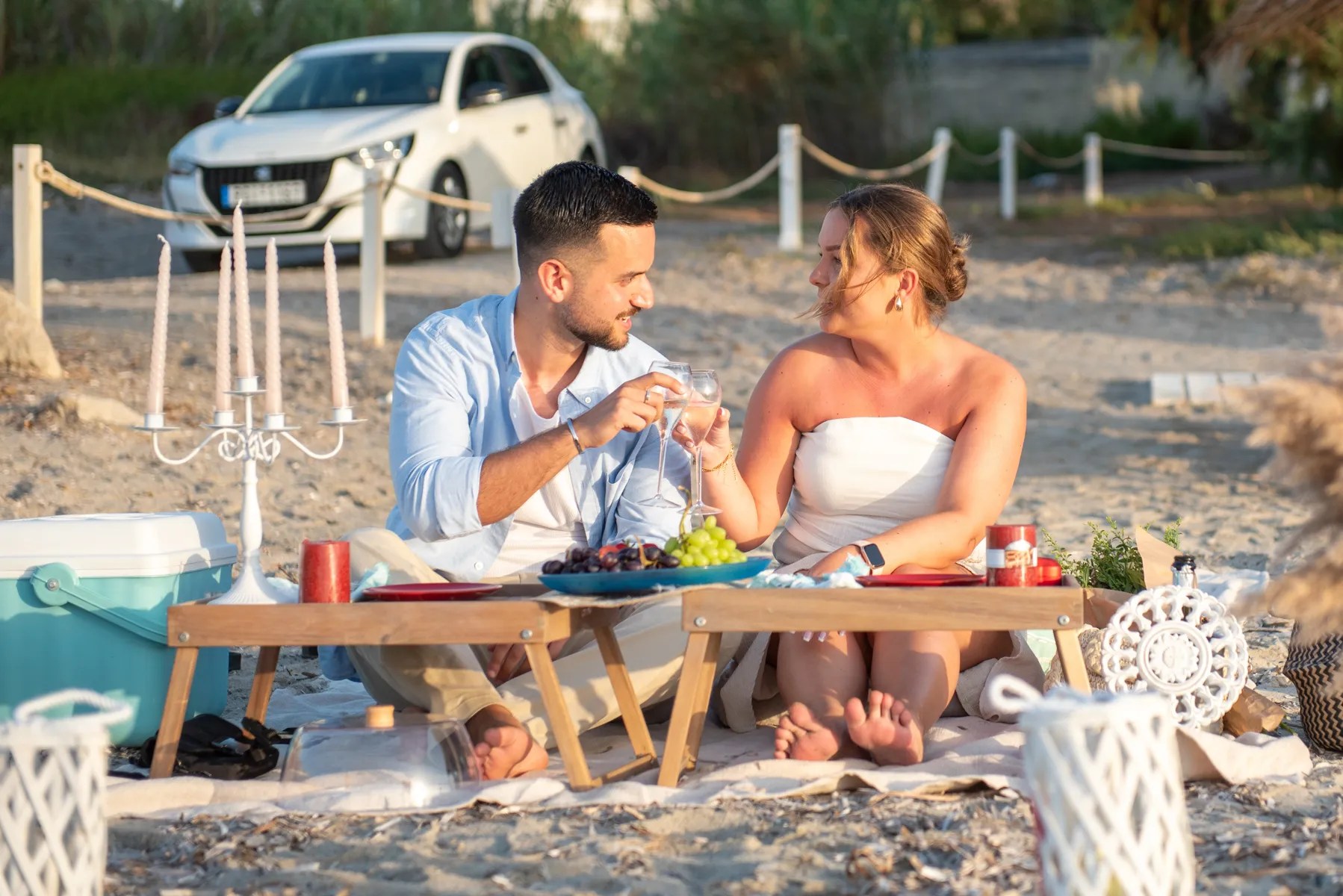 Picnic experience in Kos on the beach at sunset time