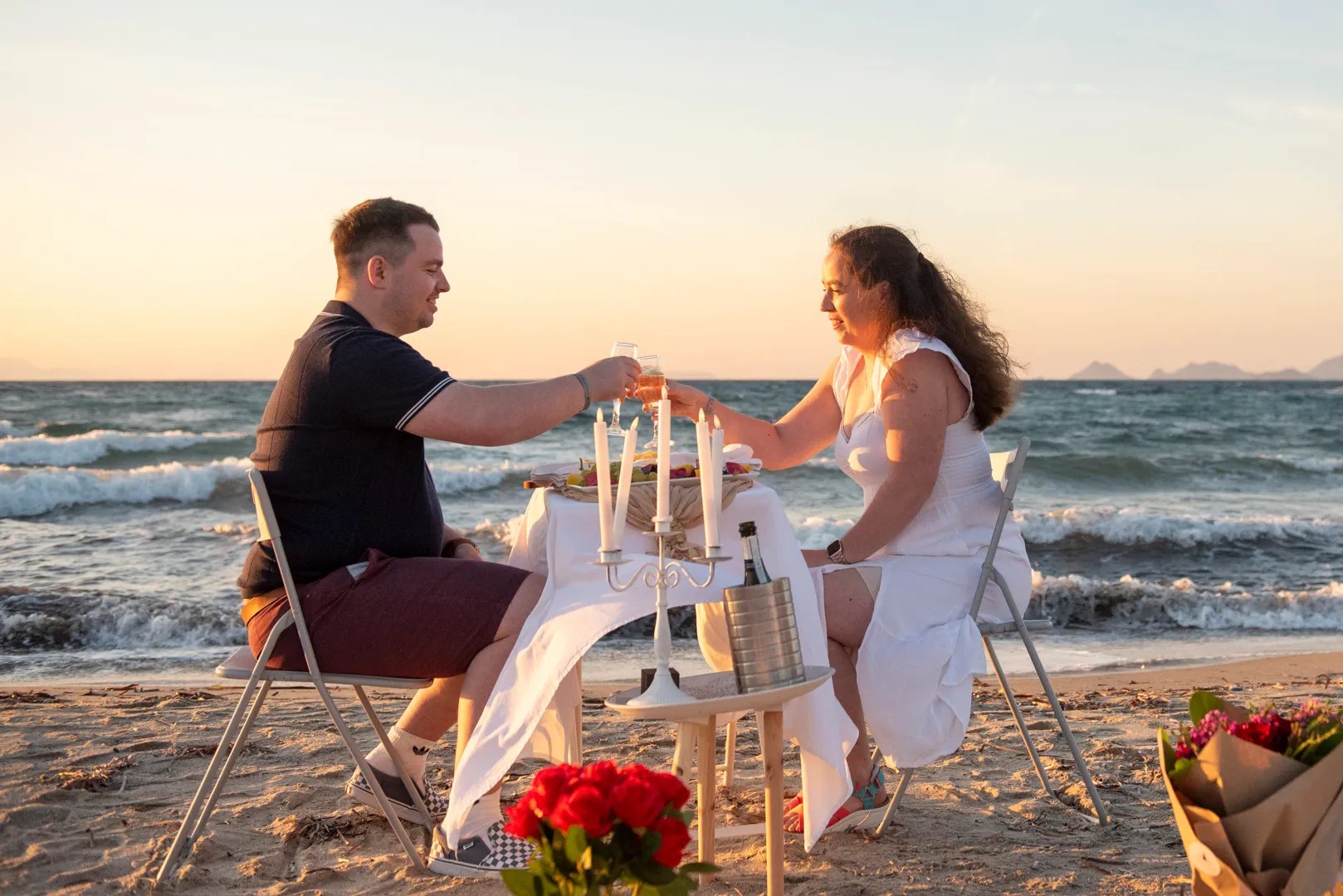 Picnic experience in Kos on the beach at sunset time