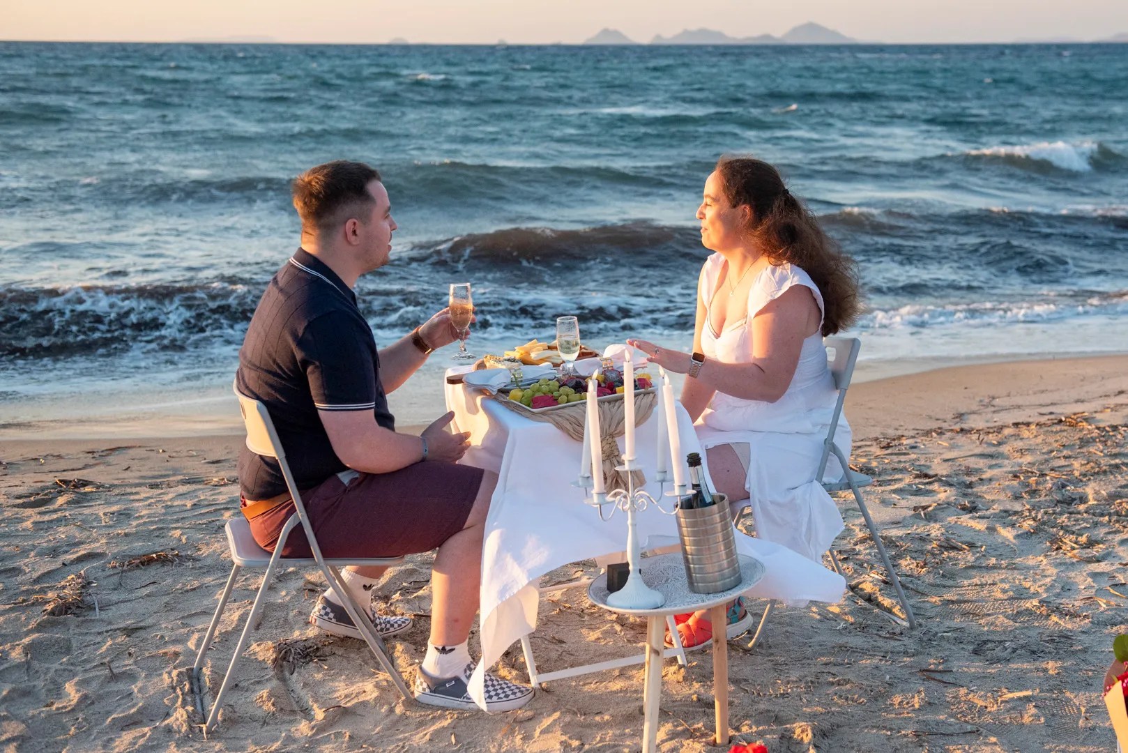 Picnic experience in Kos on the beach at sunset time